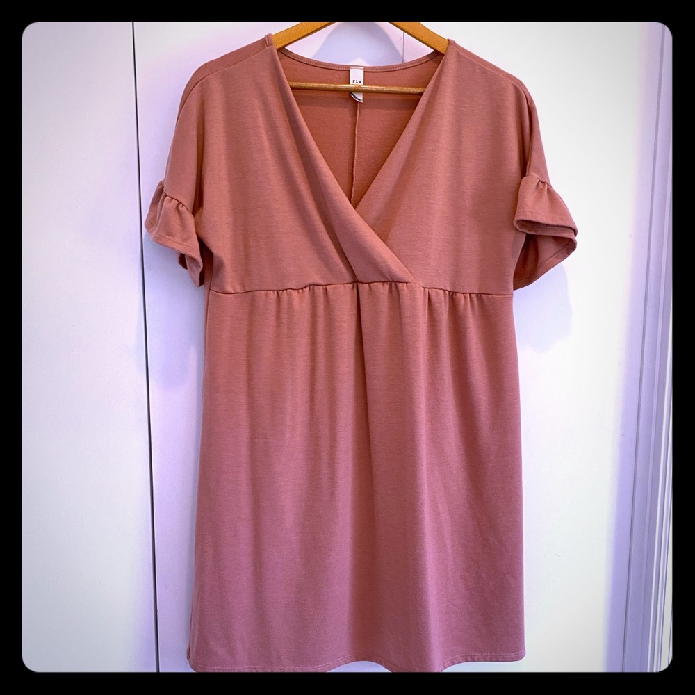 Rose Baby Doll Flutter Sleeve Dress